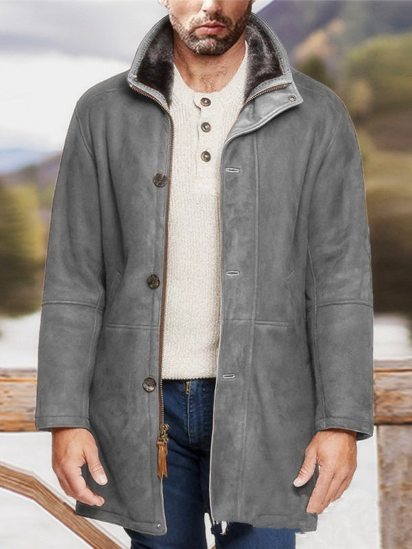 Stacey B's Men's mid-length loose zipper woolen coat