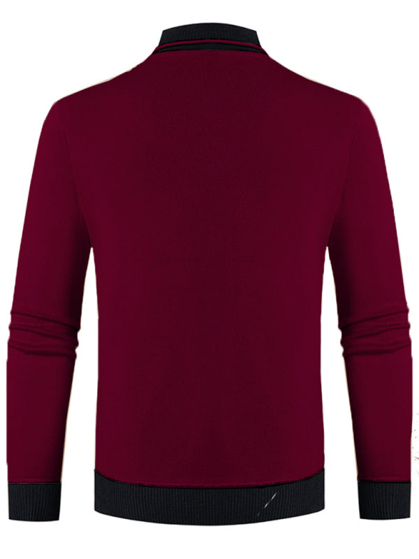 Stacey B's Men's new half turtleneck plus velvet slim long-sleeved sweater