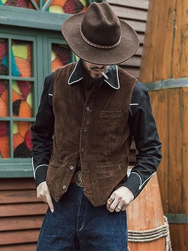 Stacey B's Men's solid color casual vest V-neck slim retro vest