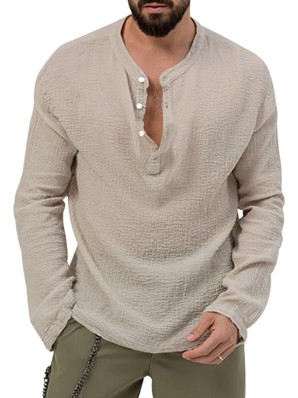 Stacey B's Men's new solid color casual long-sleeved shirt and trousers suit
