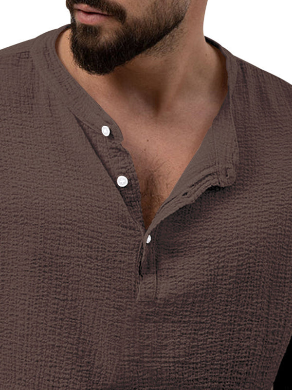 Stacey B's Men's new solid color casual long-sleeved shirt and trousers suit