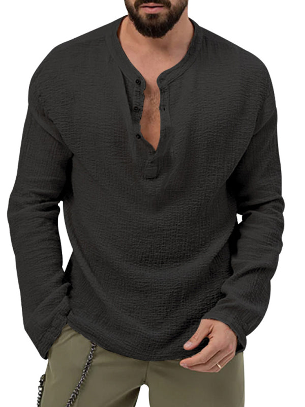 Stacey B's Men's new solid color casual long-sleeved shirt and trousers suit