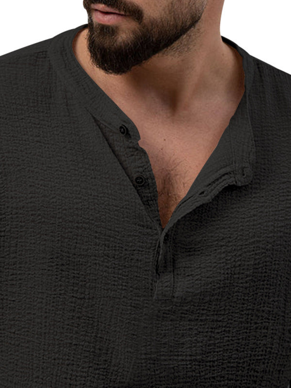 Stacey B's Men's new solid color casual long-sleeved shirt and trousers suit