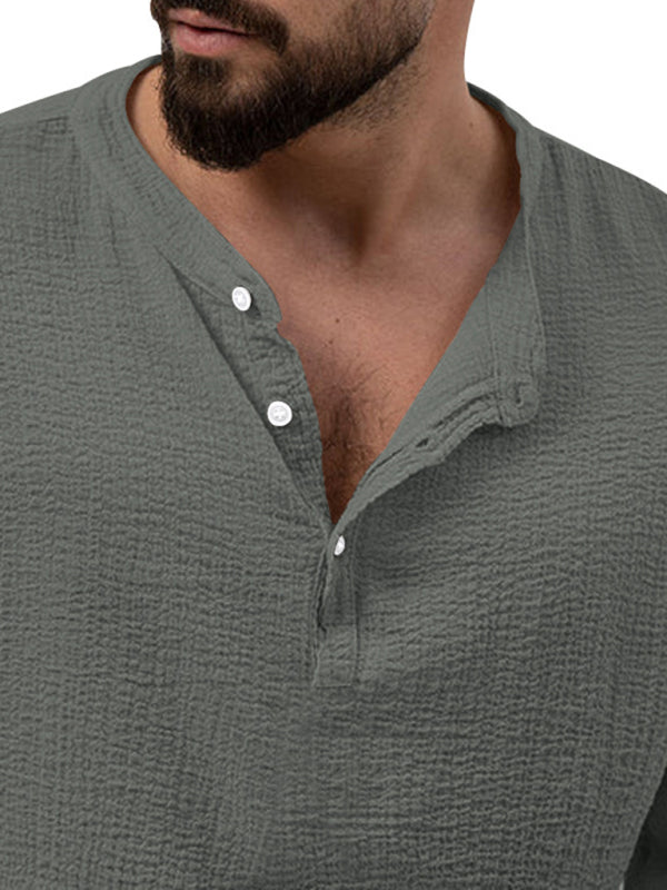 Stacey B's Men's new solid color casual long-sleeved shirt and trousers suit