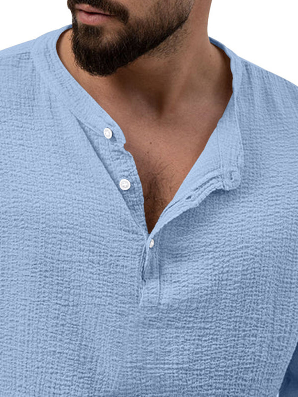 Stacey B's Men's new solid color casual long-sleeved shirt and trousers suit