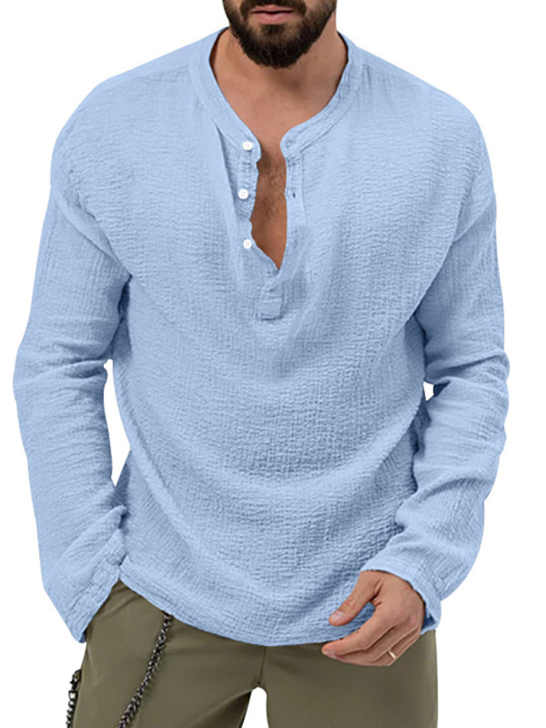 Stacey B's Men's new solid color casual long-sleeved shirt and trousers suit