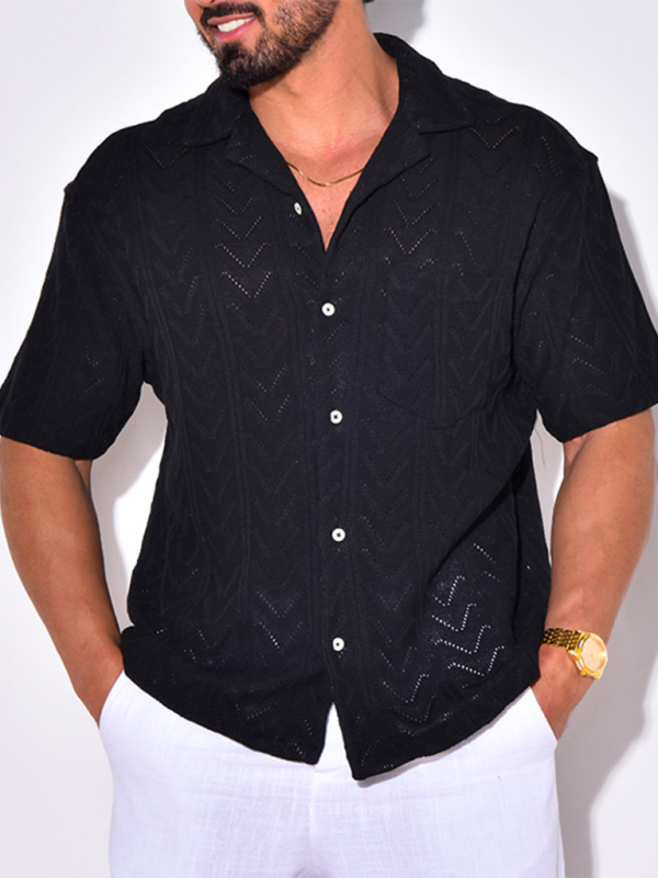 Stacey B's Men's knitted short-sleeved loose T-shirt street casual tops