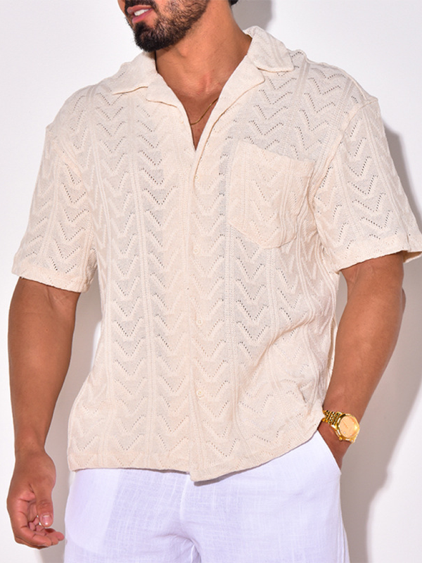 Stacey B's Men's knitted short-sleeved loose T-shirt street casual tops