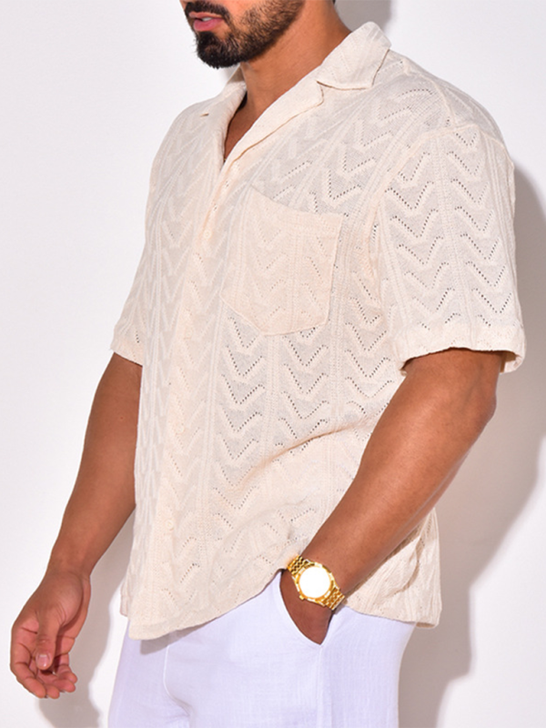 Stacey B's Men's knitted short-sleeved loose T-shirt street casual tops