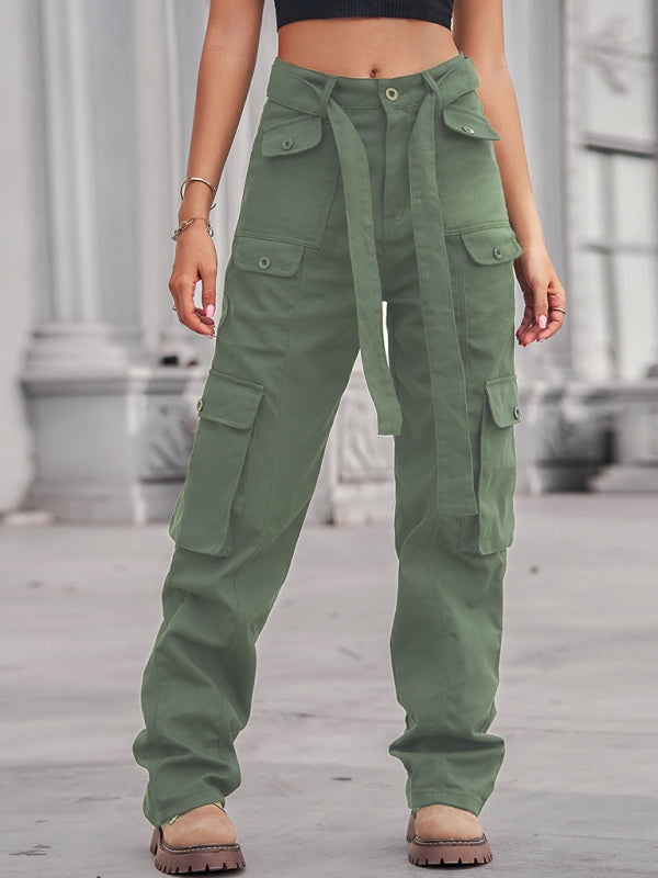 Stacey B's New washed denim multi-pocket heavy industry casual overalls trousers