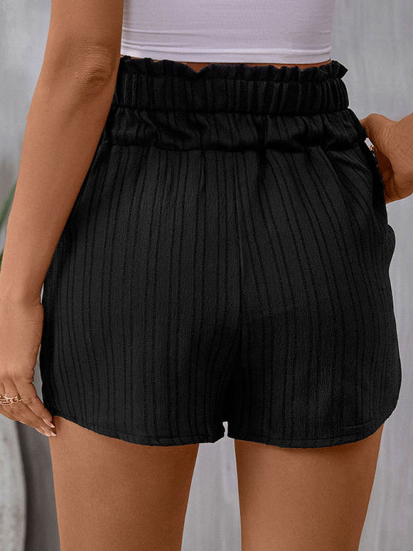 Stacey B's Women's New Casual Versatile Pocket High Waist Button Pleated Elastic Waist Shorts