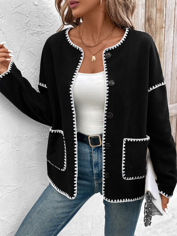 Stacey B's Loose-fitting colorblock fleece jacket