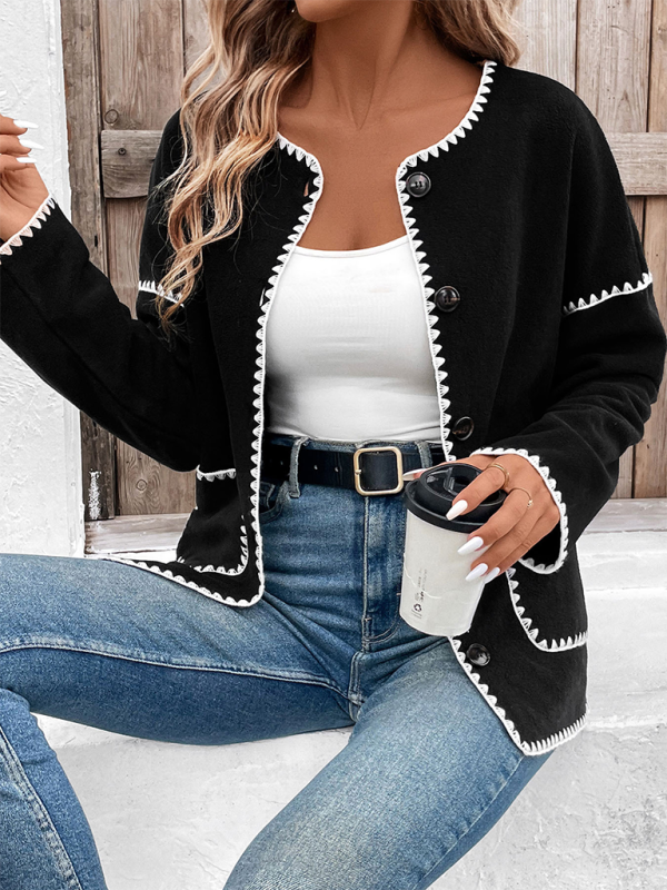 Stacey B's Loose-fitting colorblock fleece jacket