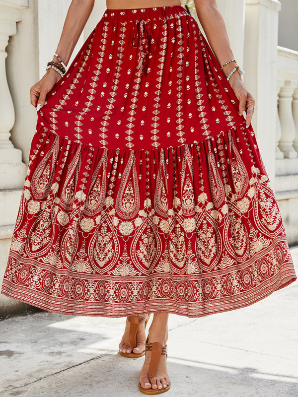 Stacey B's big swing skirt Bohemian holiday high waist beach skirt