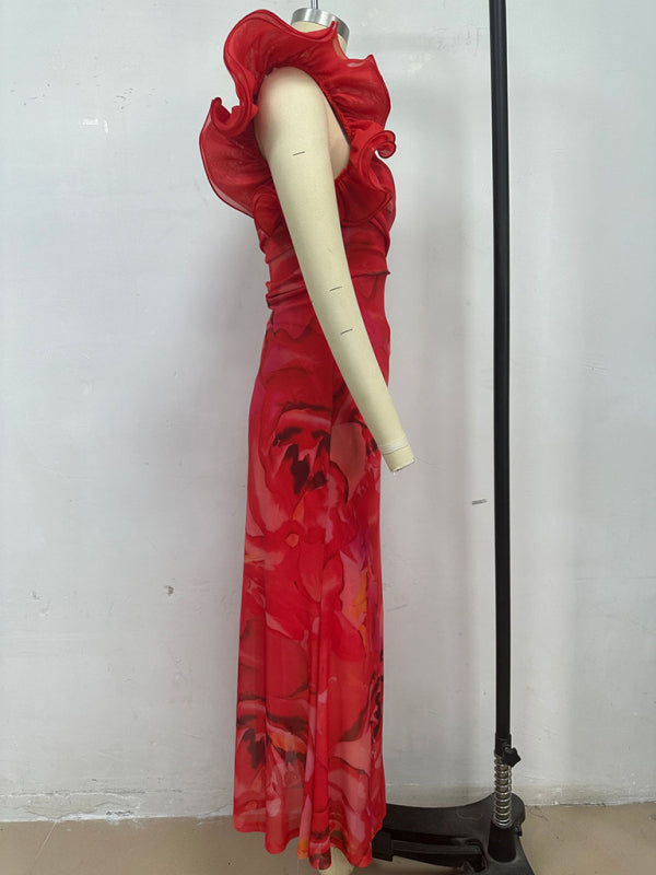 Stacey B's Slim Fit Sleeveless Three-Dimensional Flower Sexy Dress
