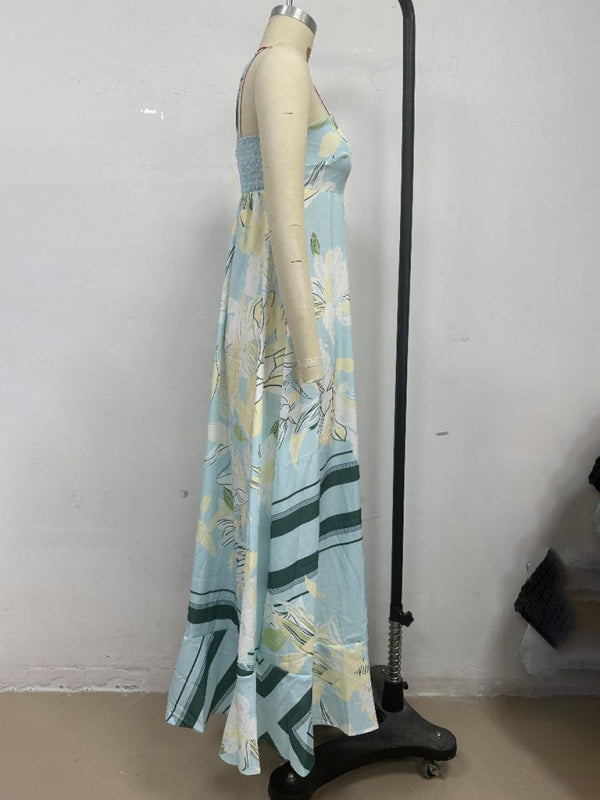 Stacey B's Striped print flared suspender dress