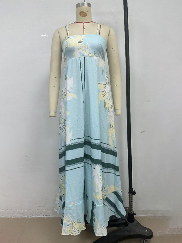 Stacey B's Striped print flared suspender dress