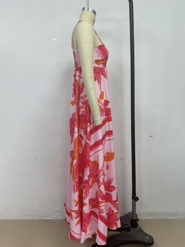 Stacey B's Striped print flared suspender dress