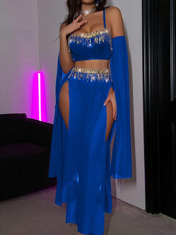 Stacey B's Sexy tassel pole dance fun suit belly dance sequin lace hot set