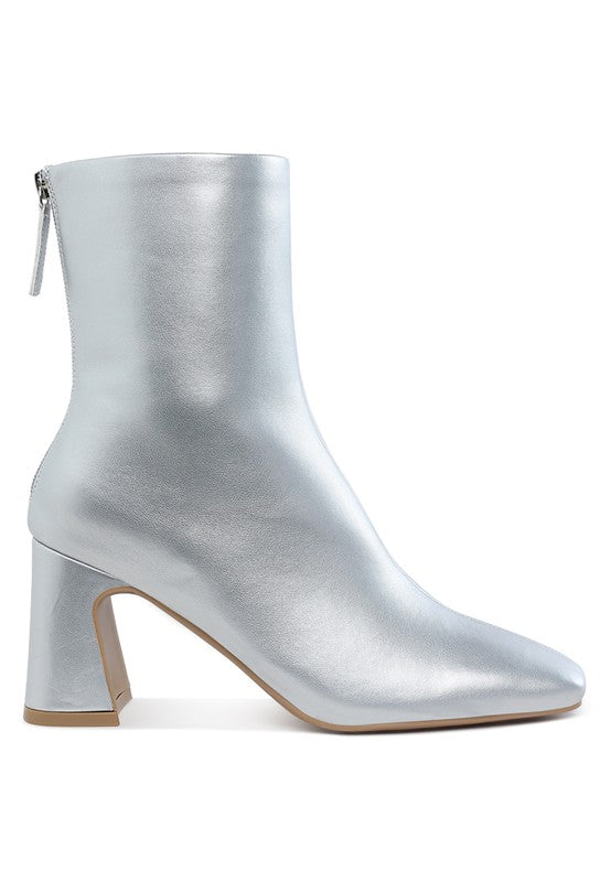 Stacey B's Simba Square Toe Metallic Ankle Boots