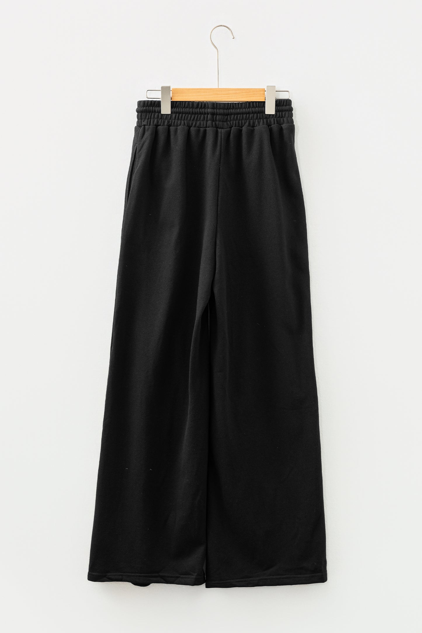 Stacey B's Black Seamed Drawstring High Waist Wide Leg Sweatpants
