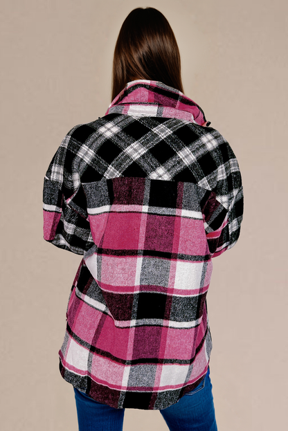 Stacey B's Black Plaid Colorblock Loose Shacket
