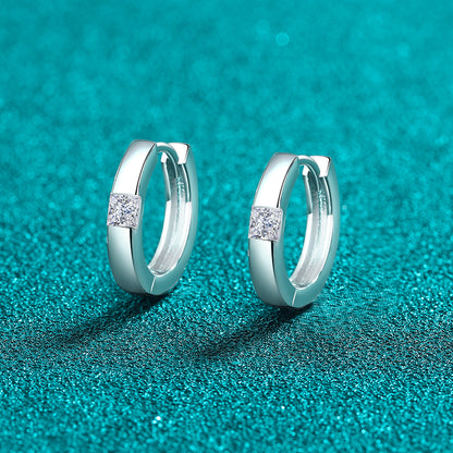 Stacey B's 925 Sterling Silver Moissanite Huggie Earrings