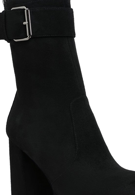 Stacey B's Wanderer Flared Block Heel Mid-Calf Boots