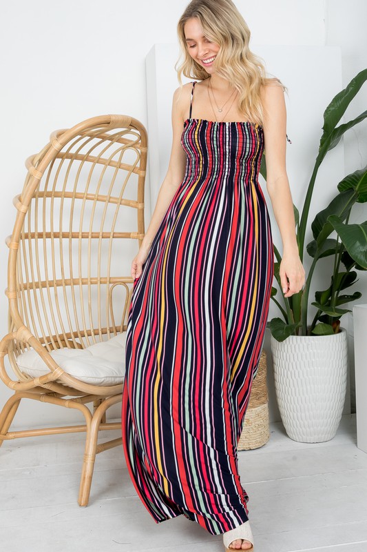 Stacey B's Plus Stripe Smocked Maxi Dress