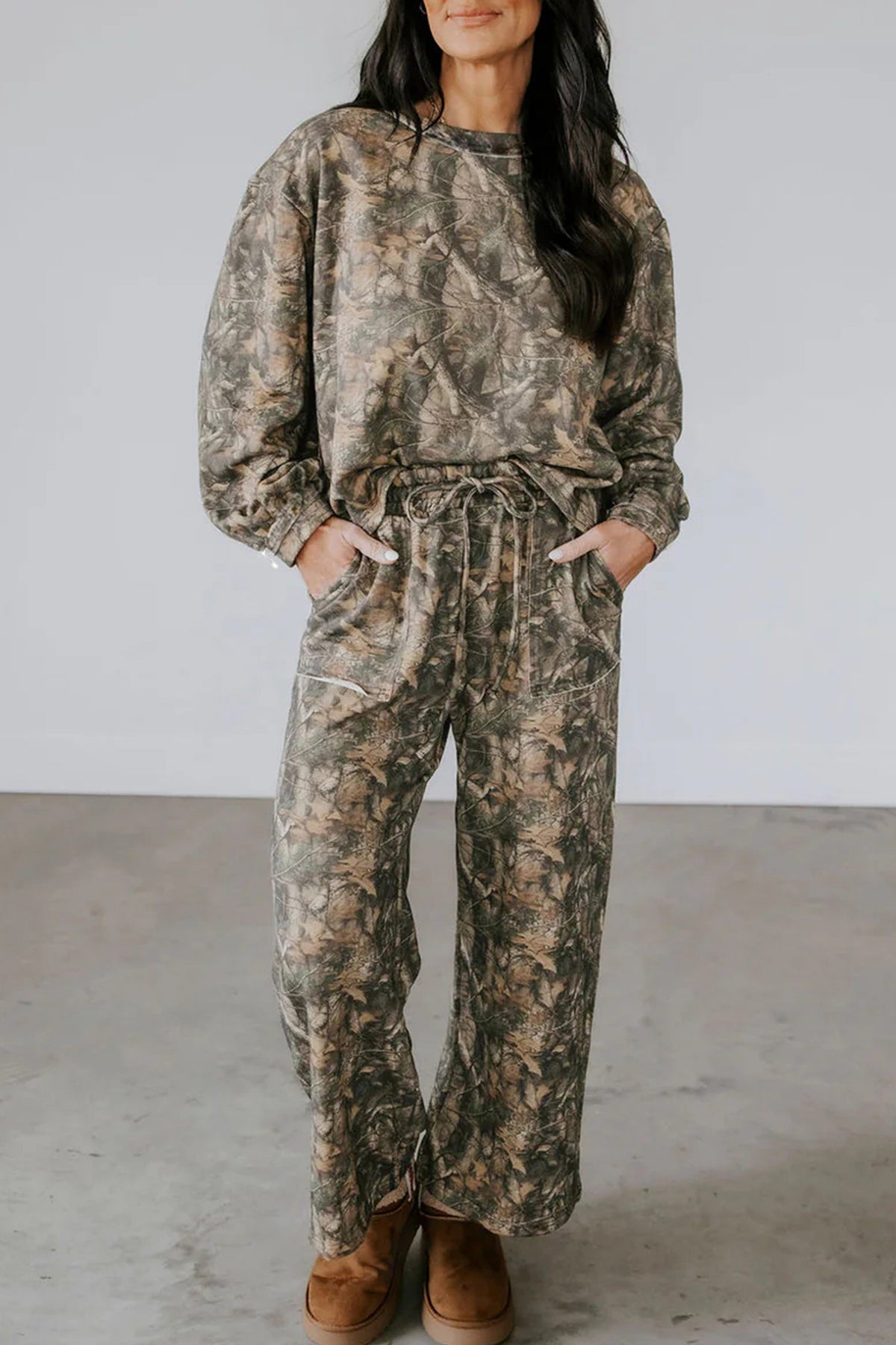 Stacey B's Green Abstract Print Long Sleeve Pant Set