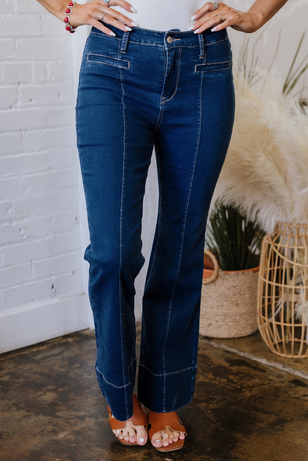 Stacey B's Sail Blue Center Seam Deep Wash Straight Jeans