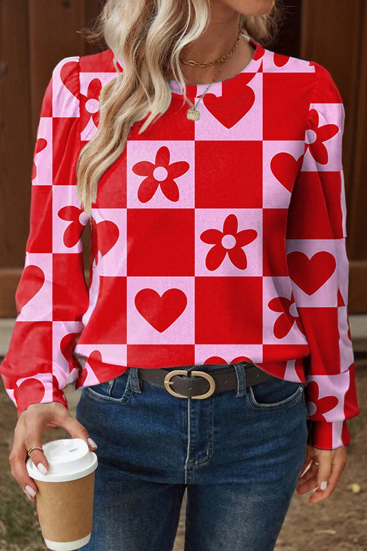 Stacey B's Red Dotted Heart Festive Valentine Blouse