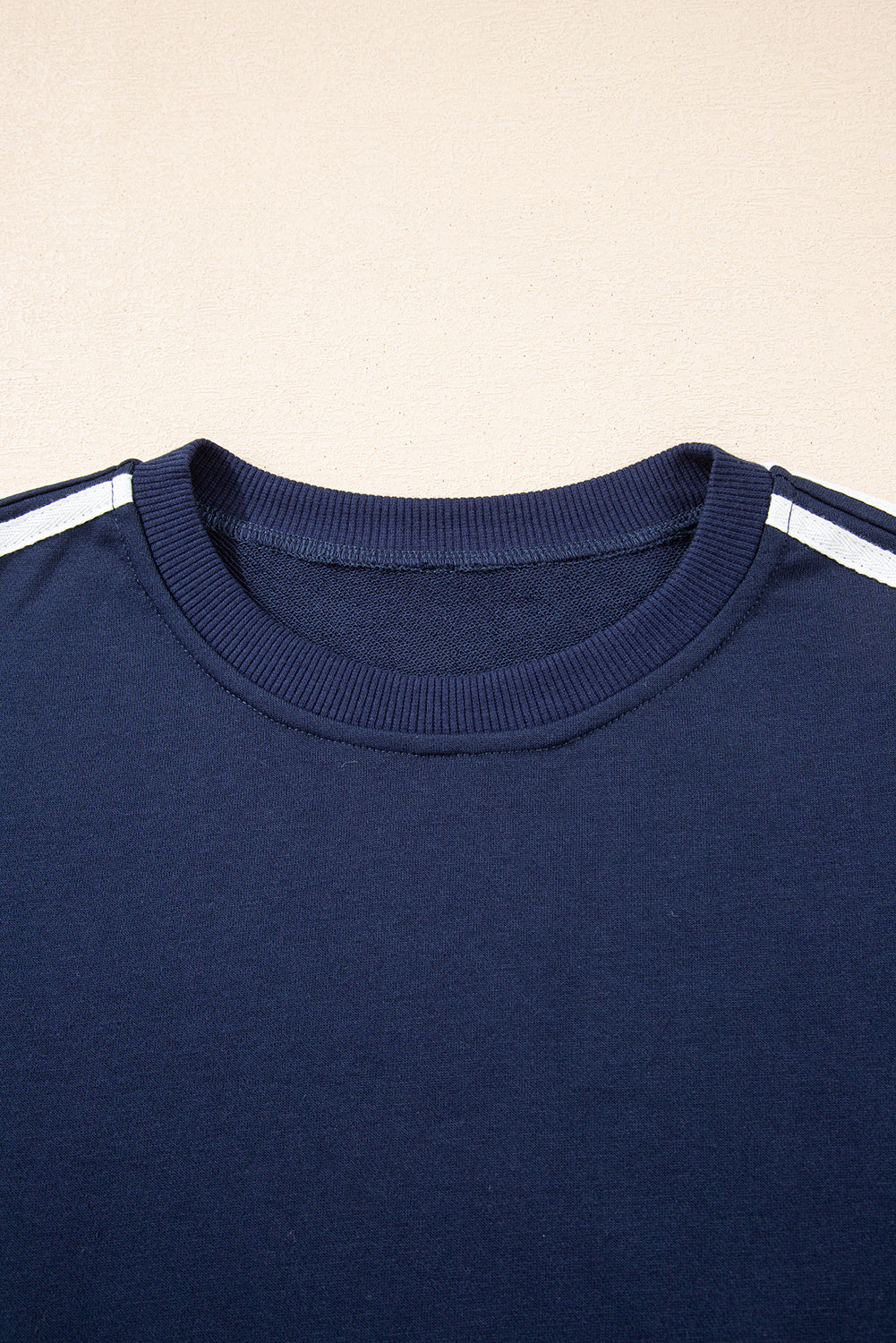 Stacey B's Dirty blue Varsity Striped Detail Crewneck Pullover Elastic Sweatpants 2pcs Outfit