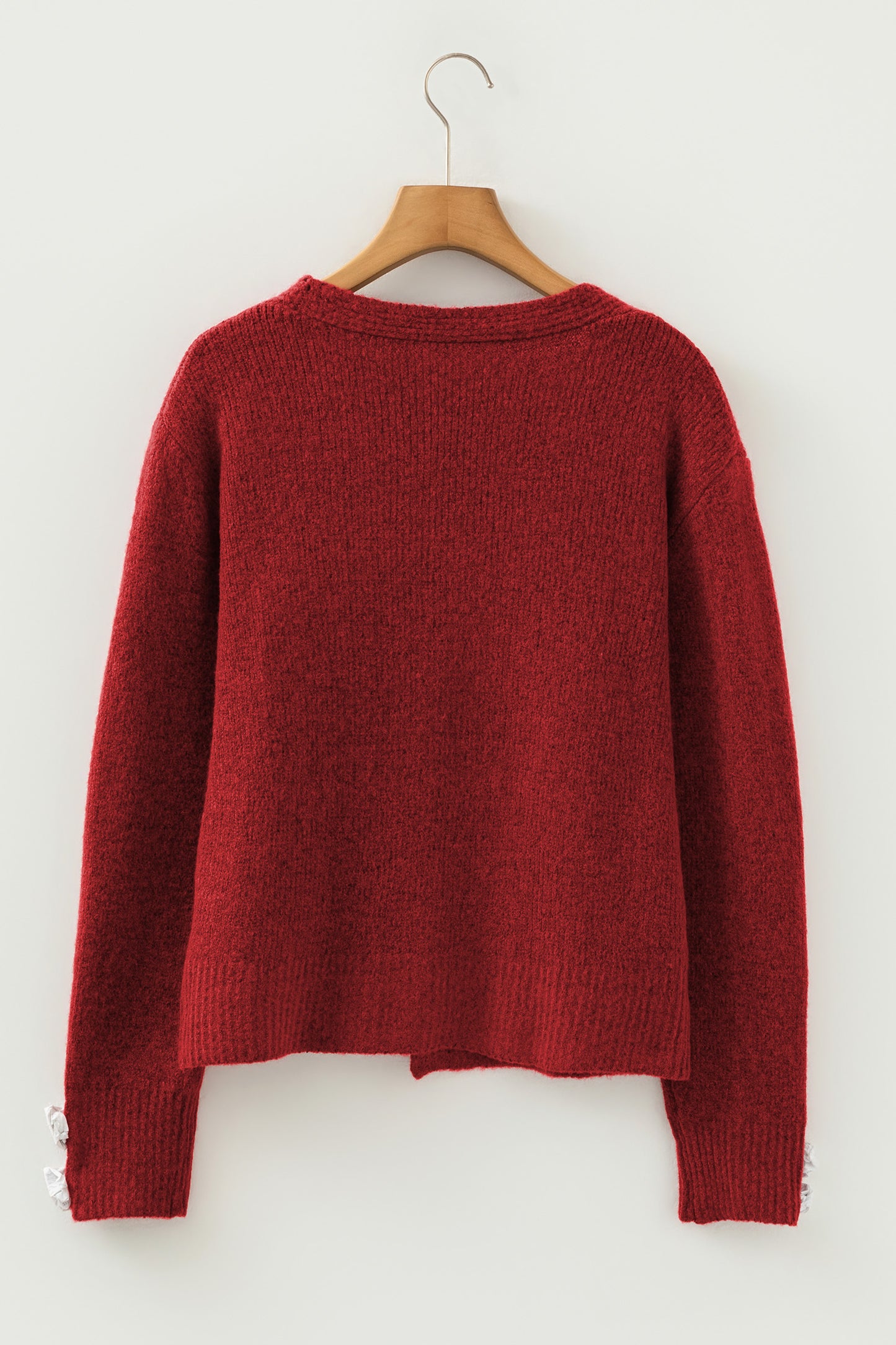 Stacey B's Fiery Red Heart Metal Button V Neck Cardigan Sweater