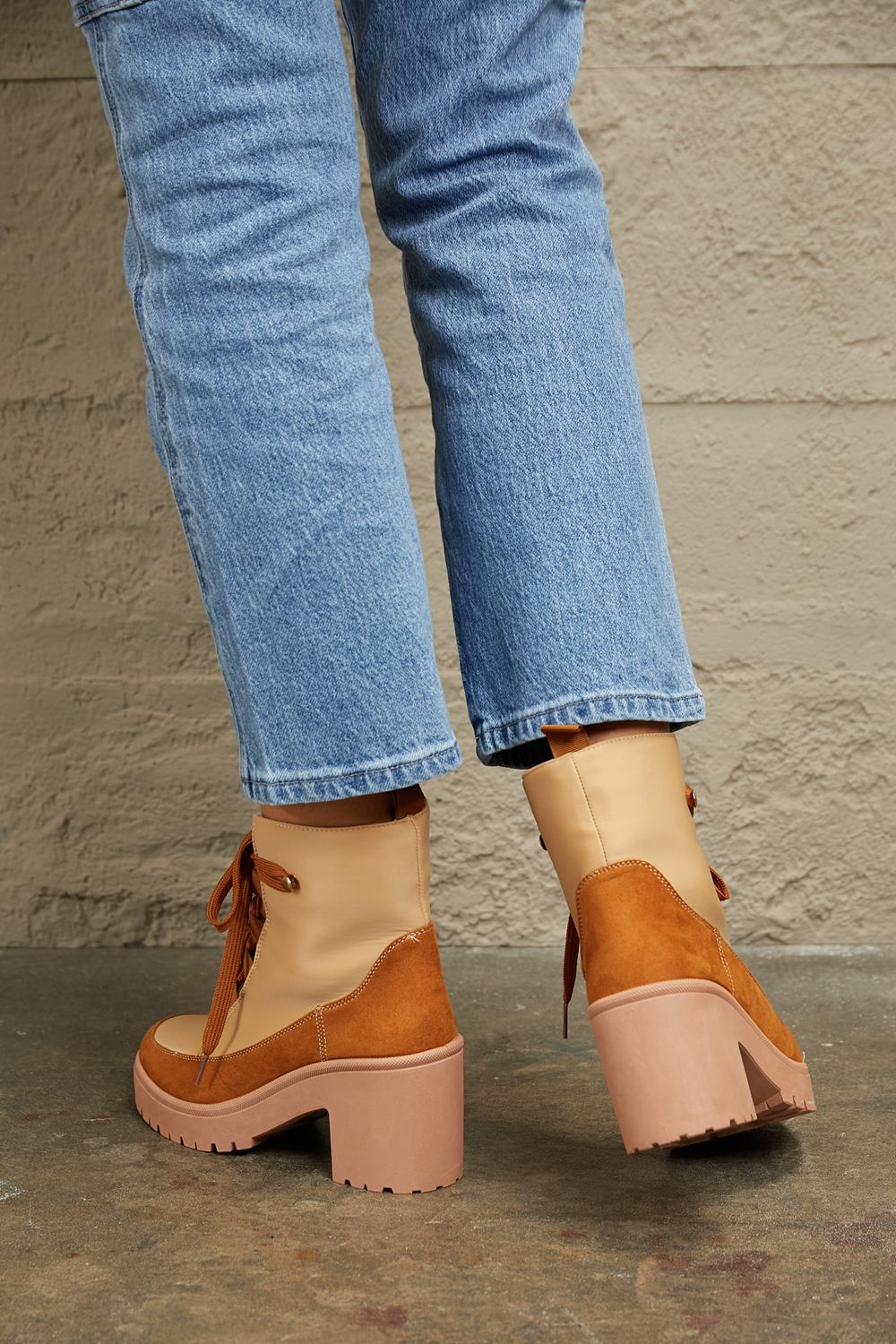 Stacey B's East Lion Corp Lace Up Lug Booties