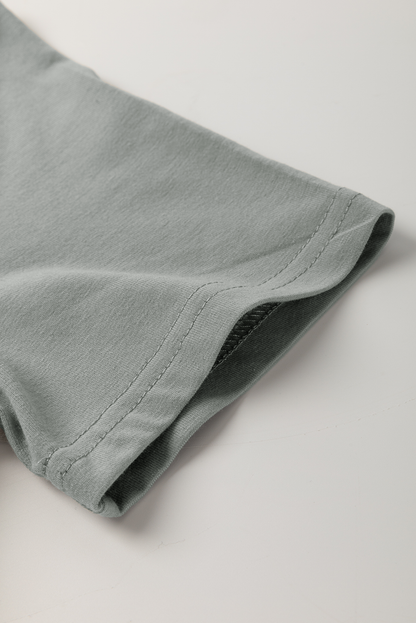 Stacey B's Medium Grey Solid Color Toothpick Stripe Round Neck T Shirt