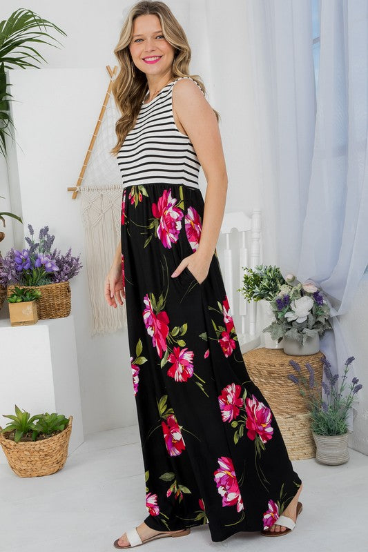 Stacey B's Plus Floral Mix Tank Maxi Dress