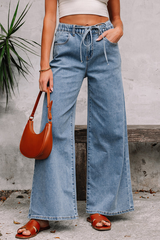Stacey B's Dusk Blue Medium Wash Super Wide Leg Denim Pants