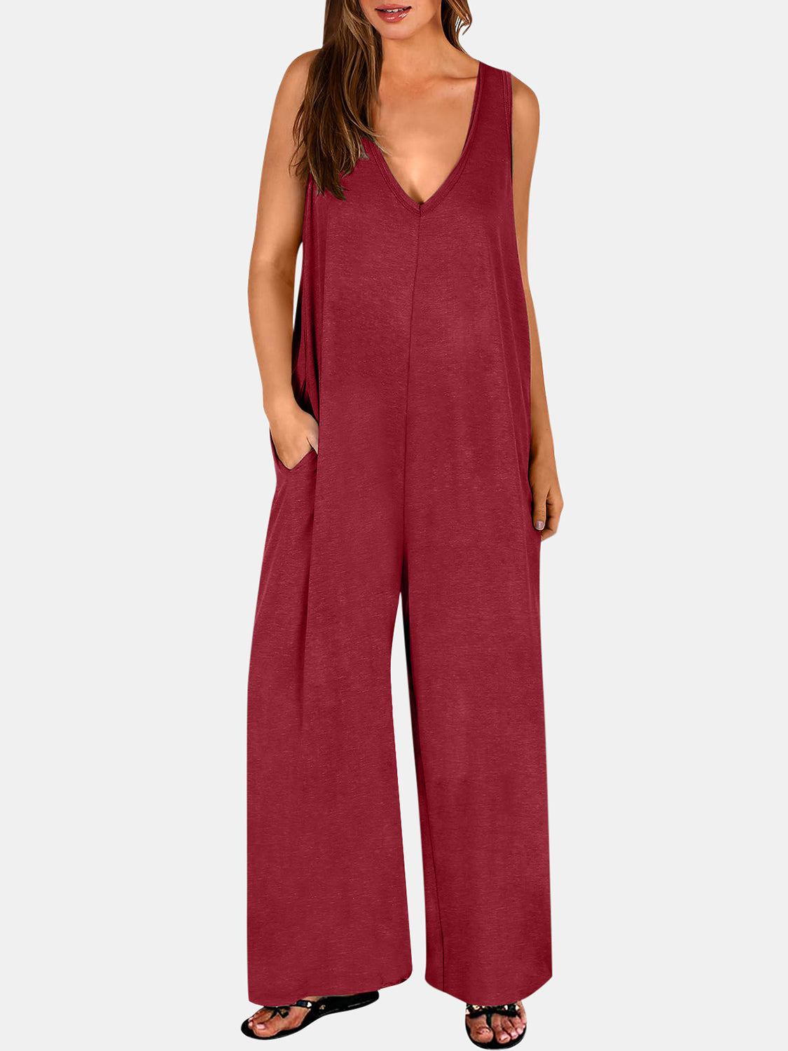 Stacey B's Full Size V-Neck Wide Strap Jumpsuit