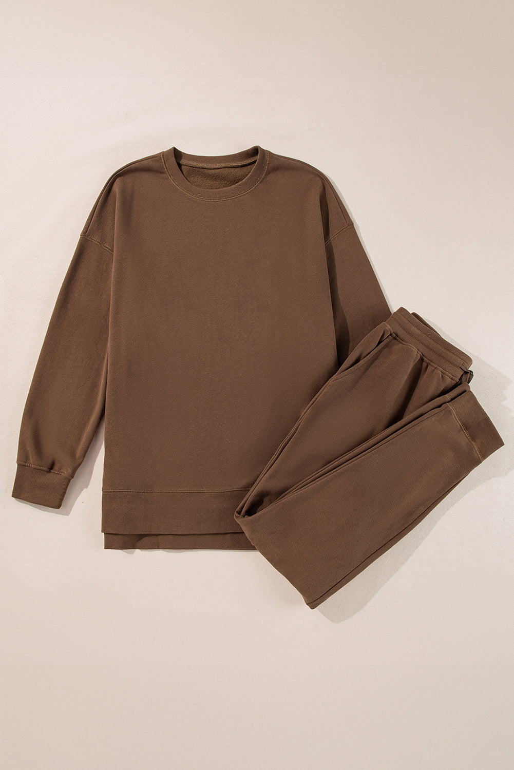 Stacey B's Coffee Solid Color High Low Pullover and Skinny Pants Set