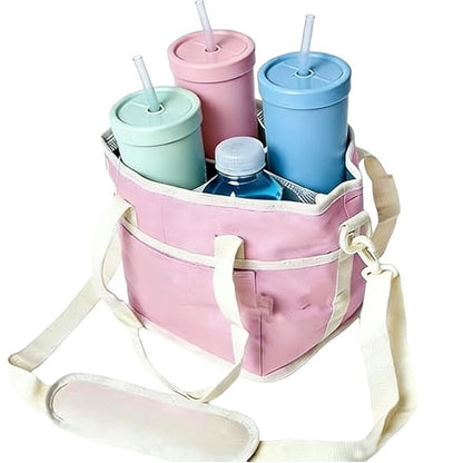 Stacey B's 4-Compartment Leakproof Drink Carrier Bag – Adjustable Strap Beverage Holder for Car & Travel