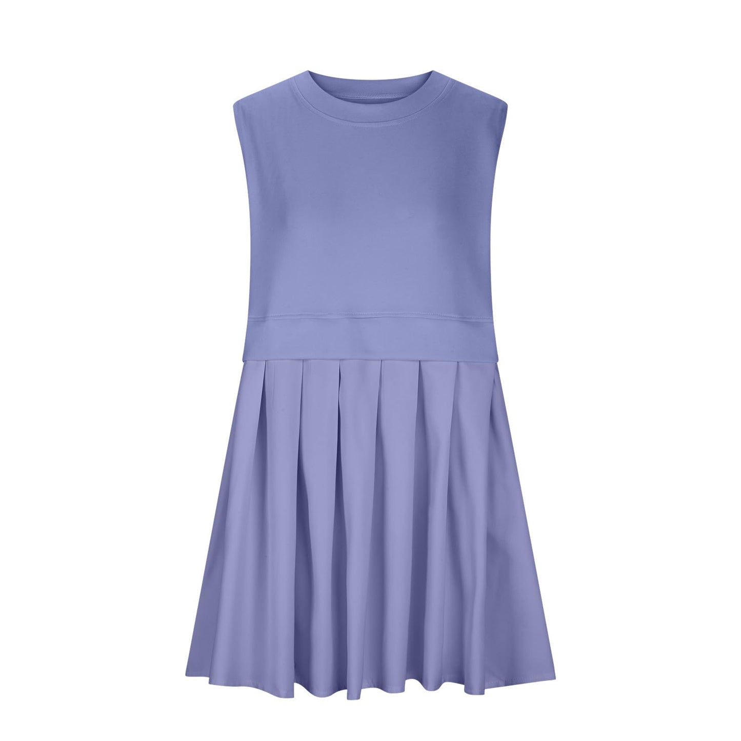 Stacey B's Pleated Round Neck Sleeveless Mini Dress