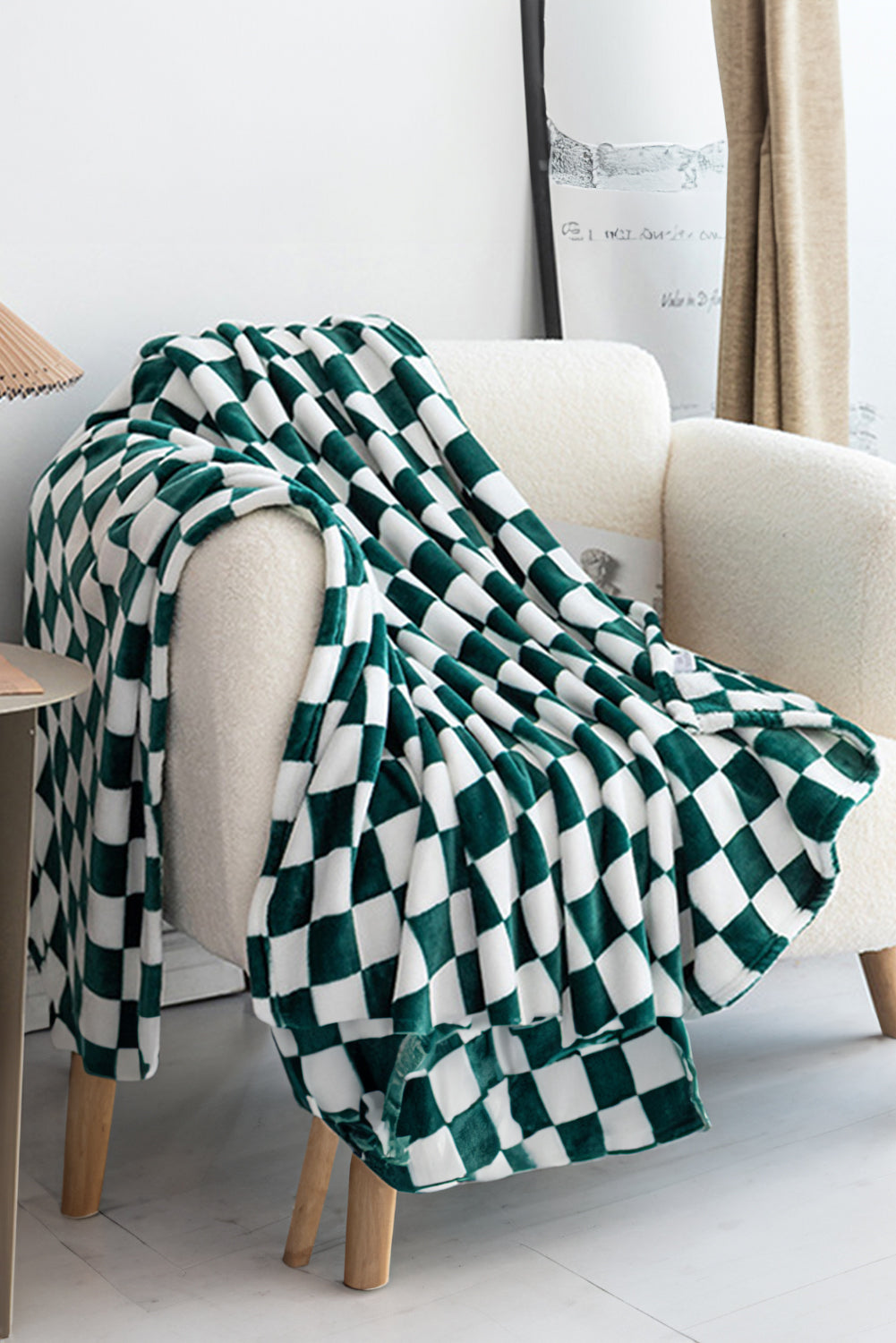 Stacey B's Black Checkerboard Printed Soft Throw Blanket