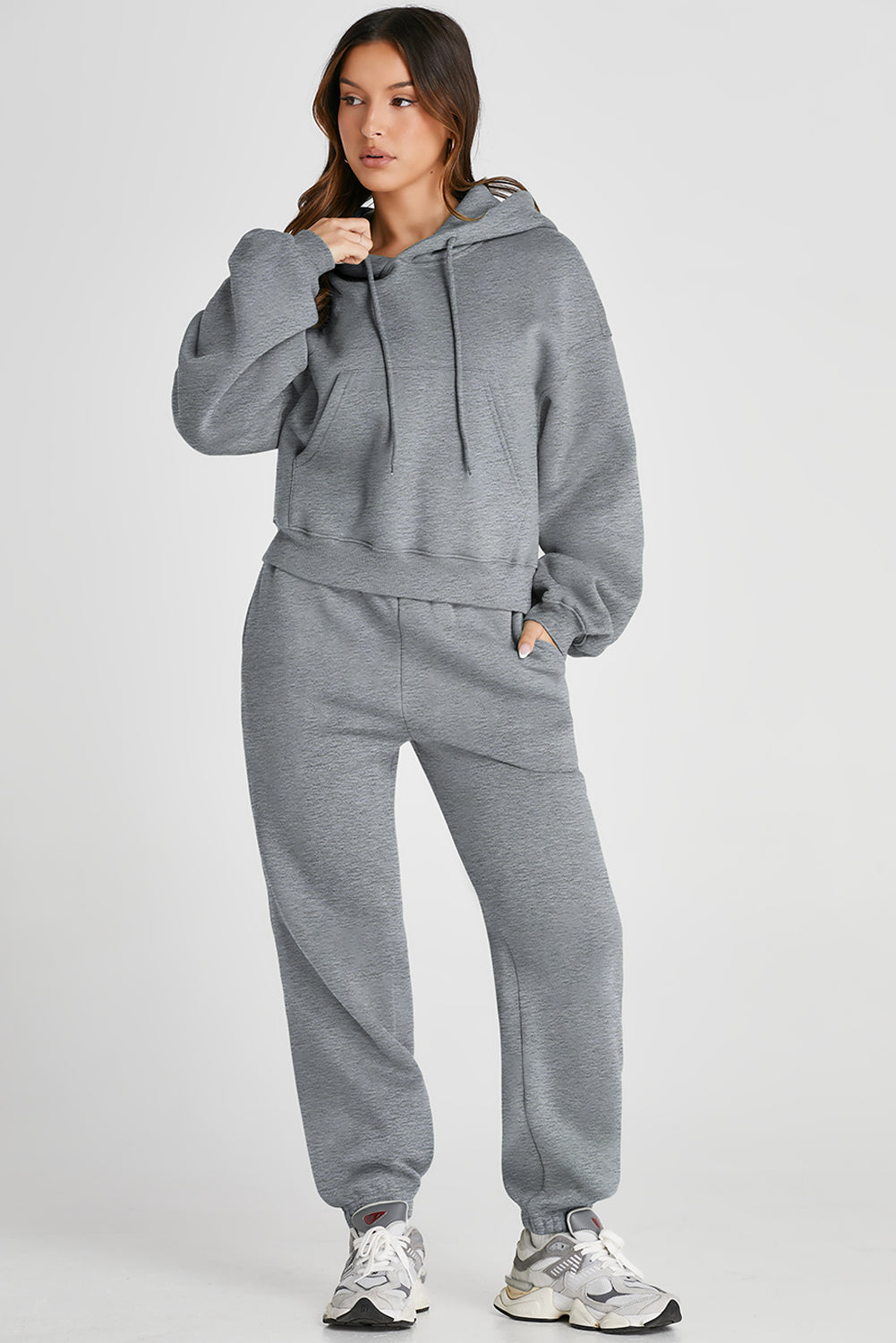 Stacey B's Dropped Shoulder Hooded Top and Pants Active Set