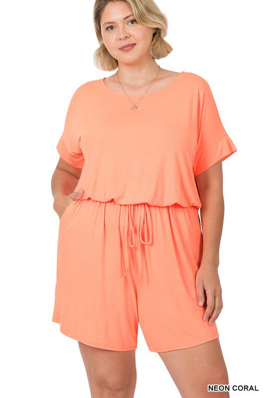 Stacey B's Plus Romper with Elastic Waist & Back