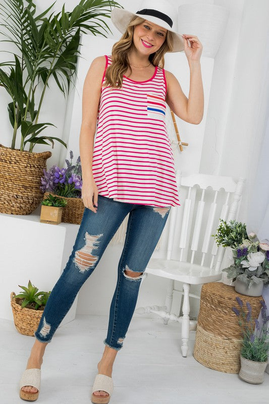 Stacey B's Plus Mixed  Stripe Tank Top