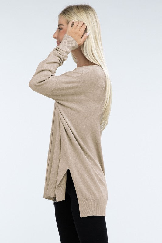 Stacey B's Hi-Low Hem Front Seam Sweater