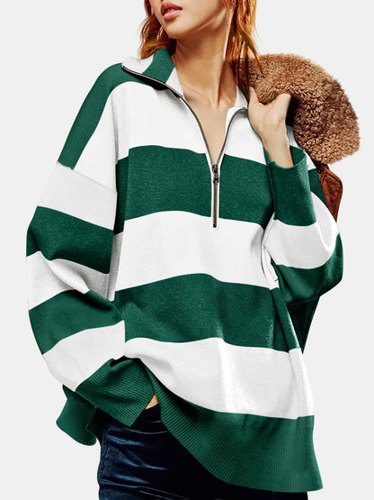 Stacey B's Color Block Half Zip Long Sleeve Sweater