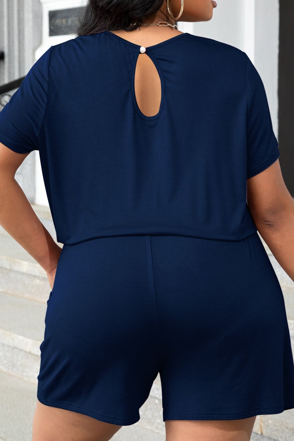 Stacey B's Plus Size Drawstring Waist Romper with Pockets