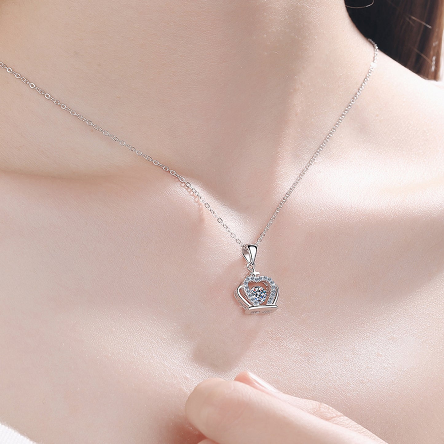 Stacey B's Moissanite Crown 925 Sterling Silver Necklace